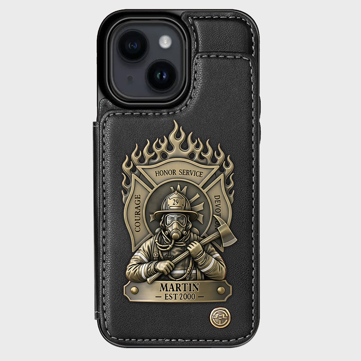 Fier pompier - Étui portefeuille personnalisé pour téléphone