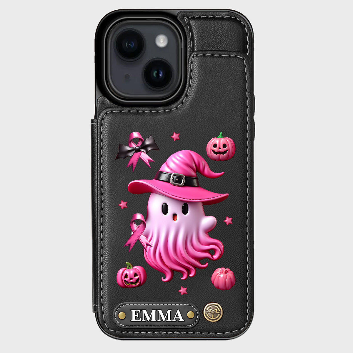 Pink Ghost - Personalized Breast Cancer Awareness Wallet Phone Case