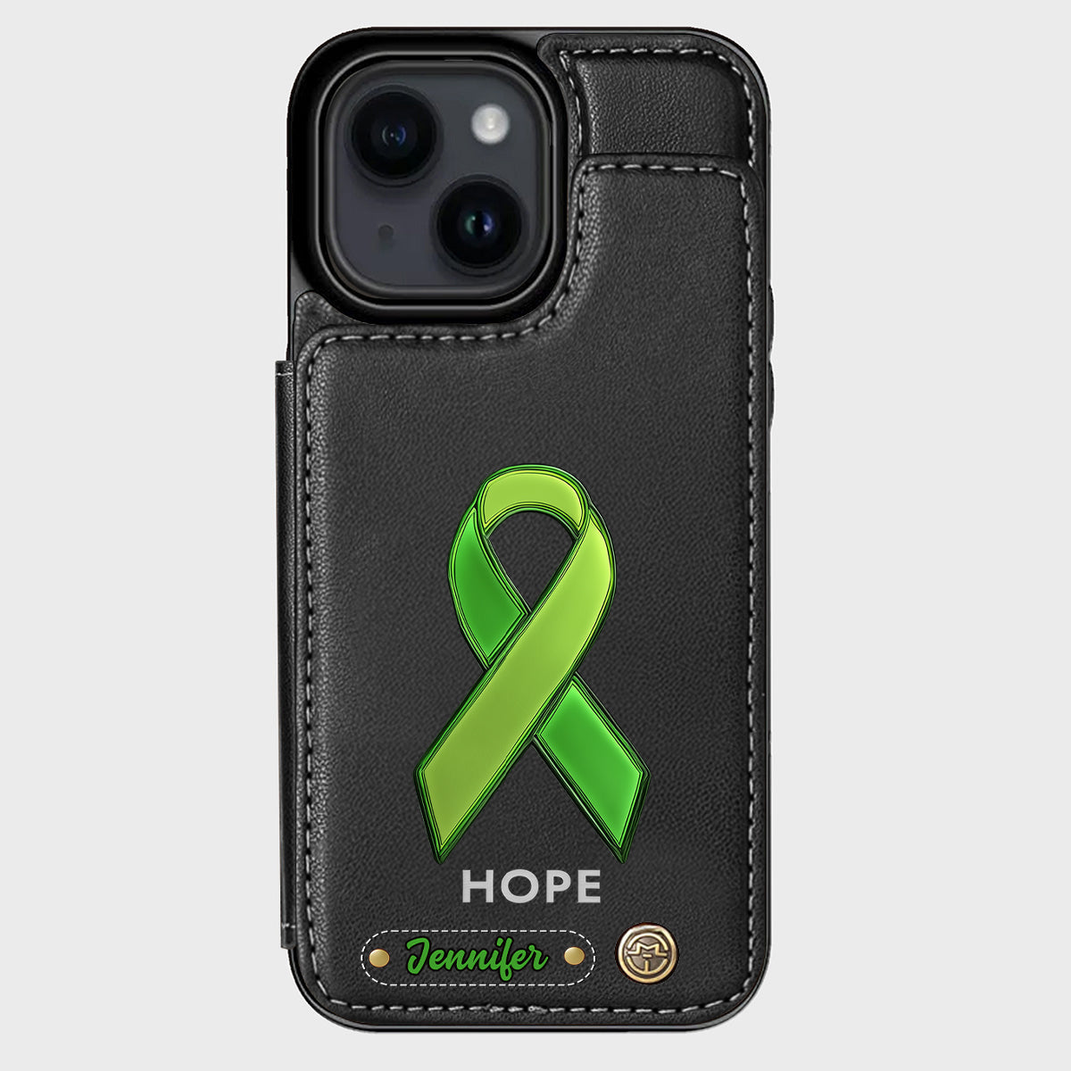 Espoir - Étui portefeuille personnalisé pour téléphone portable, symbole de sensibilisation à la santé mentale