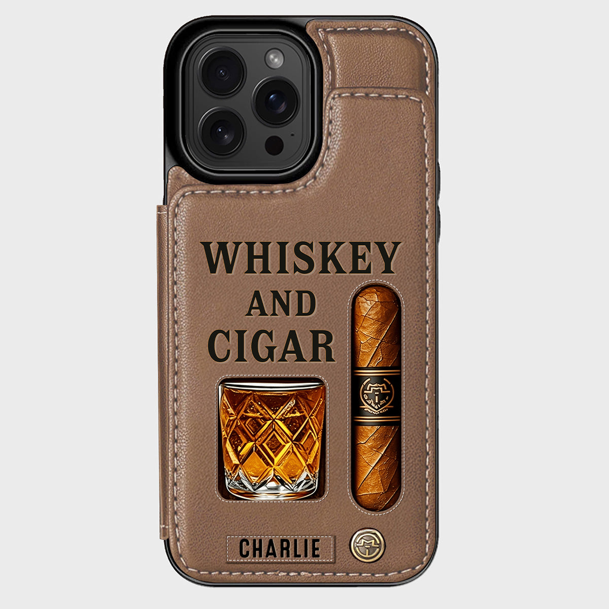 Whiskey & Cigar - Personalized Whisky Wallet Phone Case
