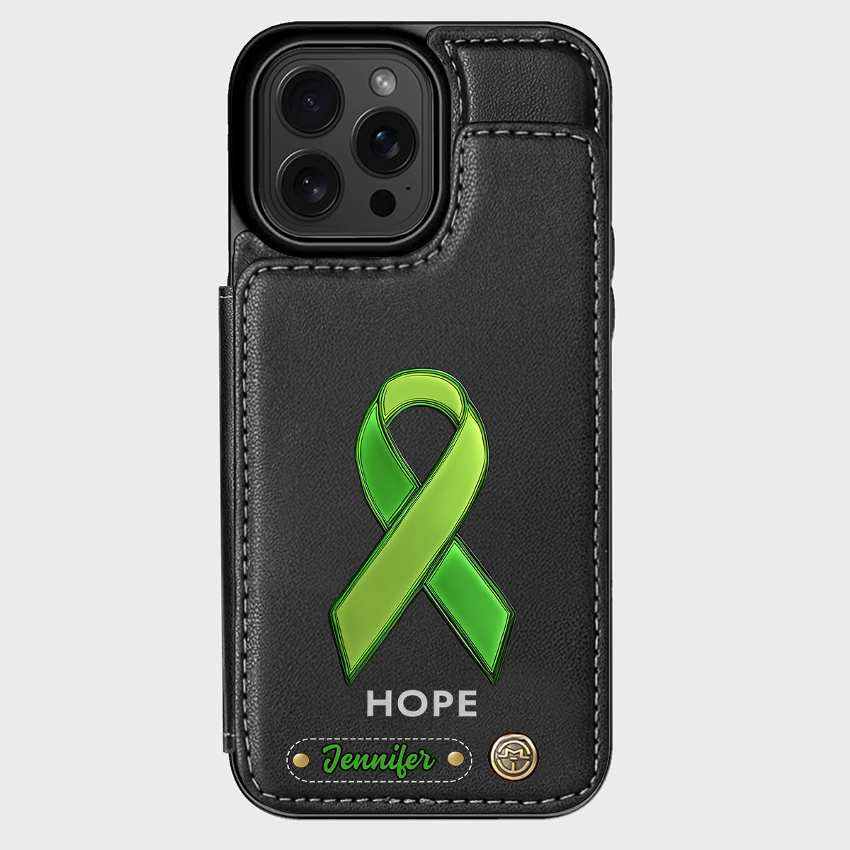 Espoir - Étui portefeuille personnalisé pour téléphone portable, symbole de sensibilisation à la santé mentale