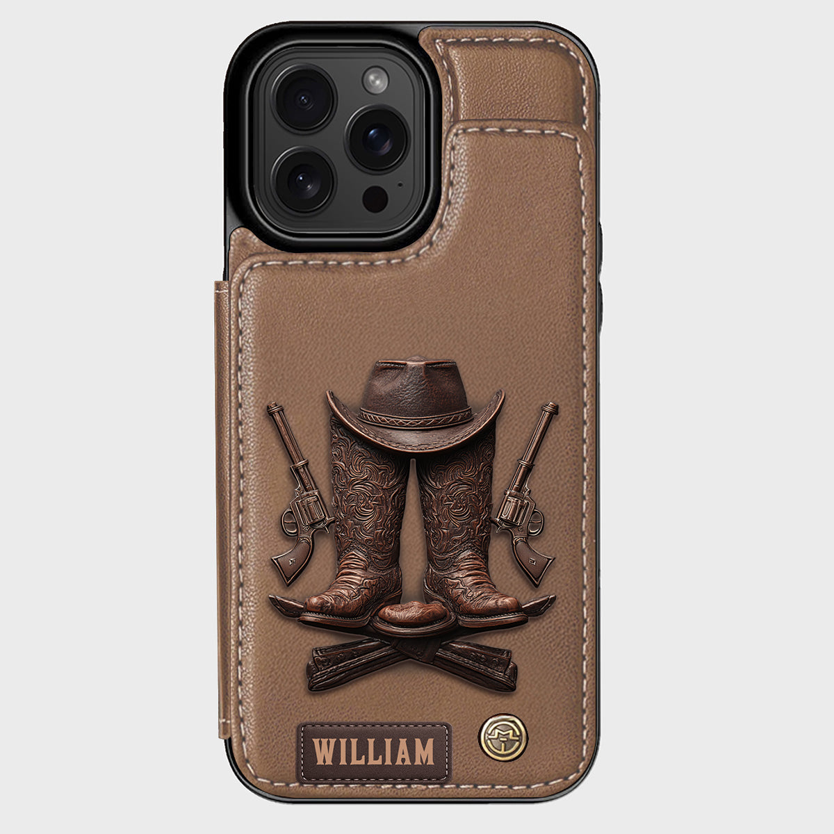 Western Spirit - Étui portefeuille personnalisé style western pour téléphone