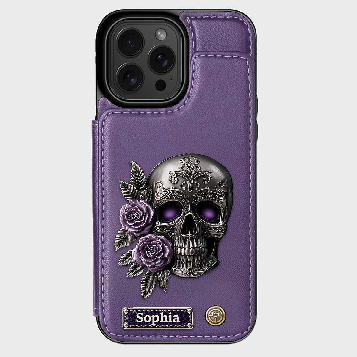 Skull And Roses - Personalized Skull Wallet Phone Case