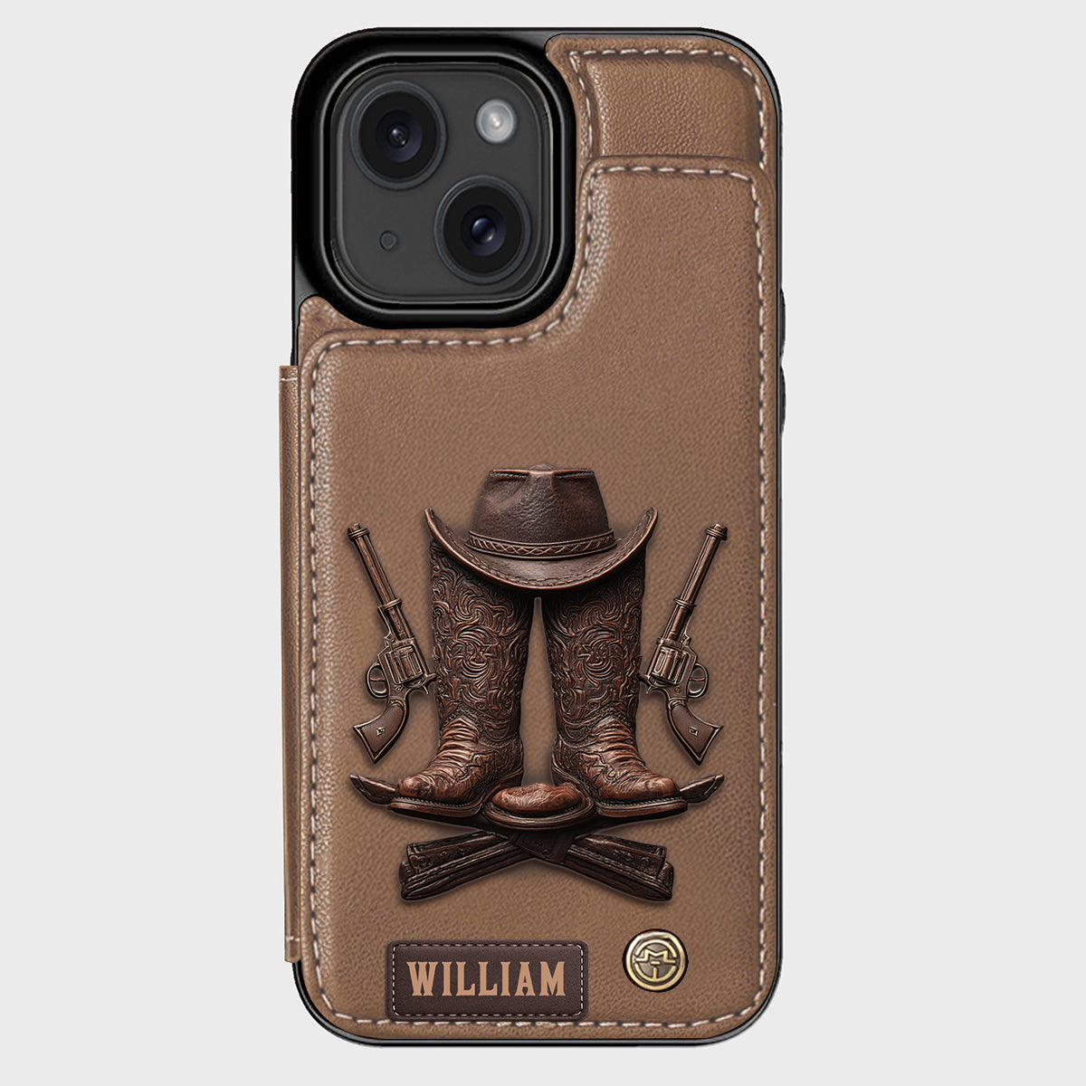 Western Spirit - Étui portefeuille personnalisé style western pour téléphone