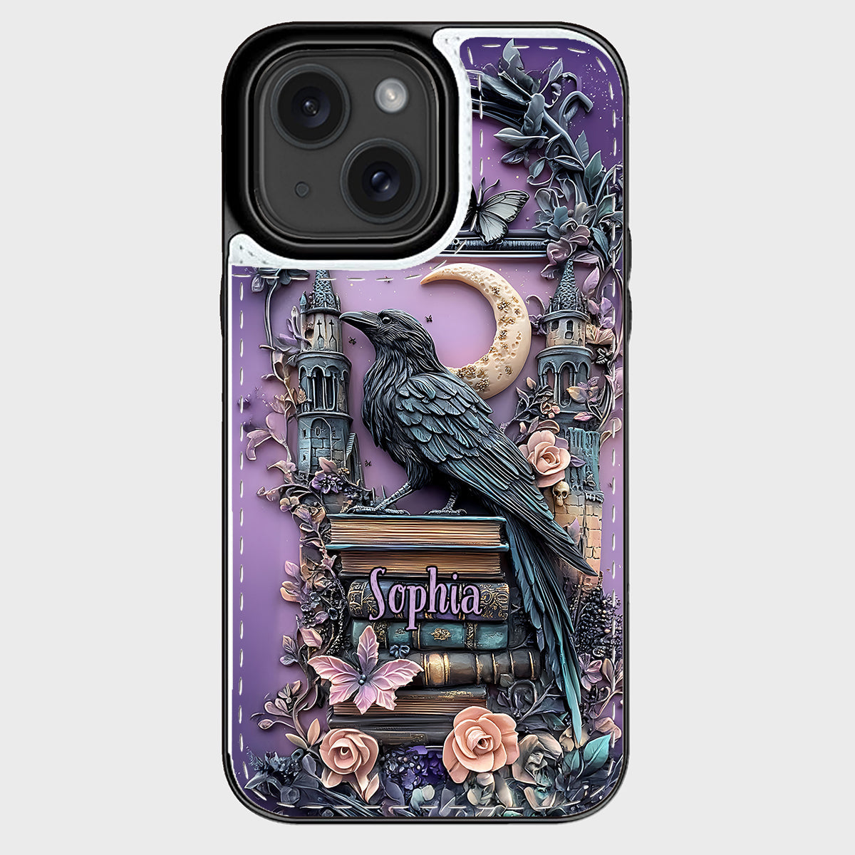 Étui portefeuille pliable personnalisé Dark Academia Book Reader - Étui de téléphone avec livre intégré