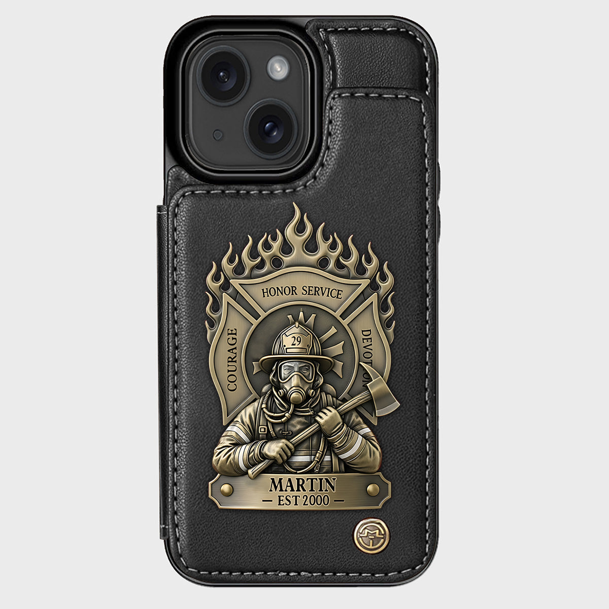 Fier pompier - Étui portefeuille personnalisé pour téléphone