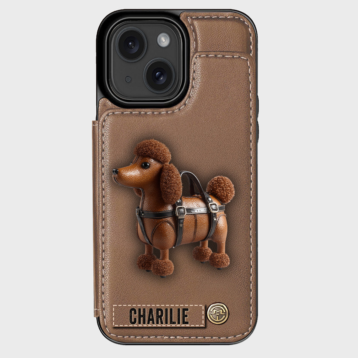 Étui portefeuille personnalisé pour téléphone avec un adorable caniche - Étui pour téléphone à motif chien