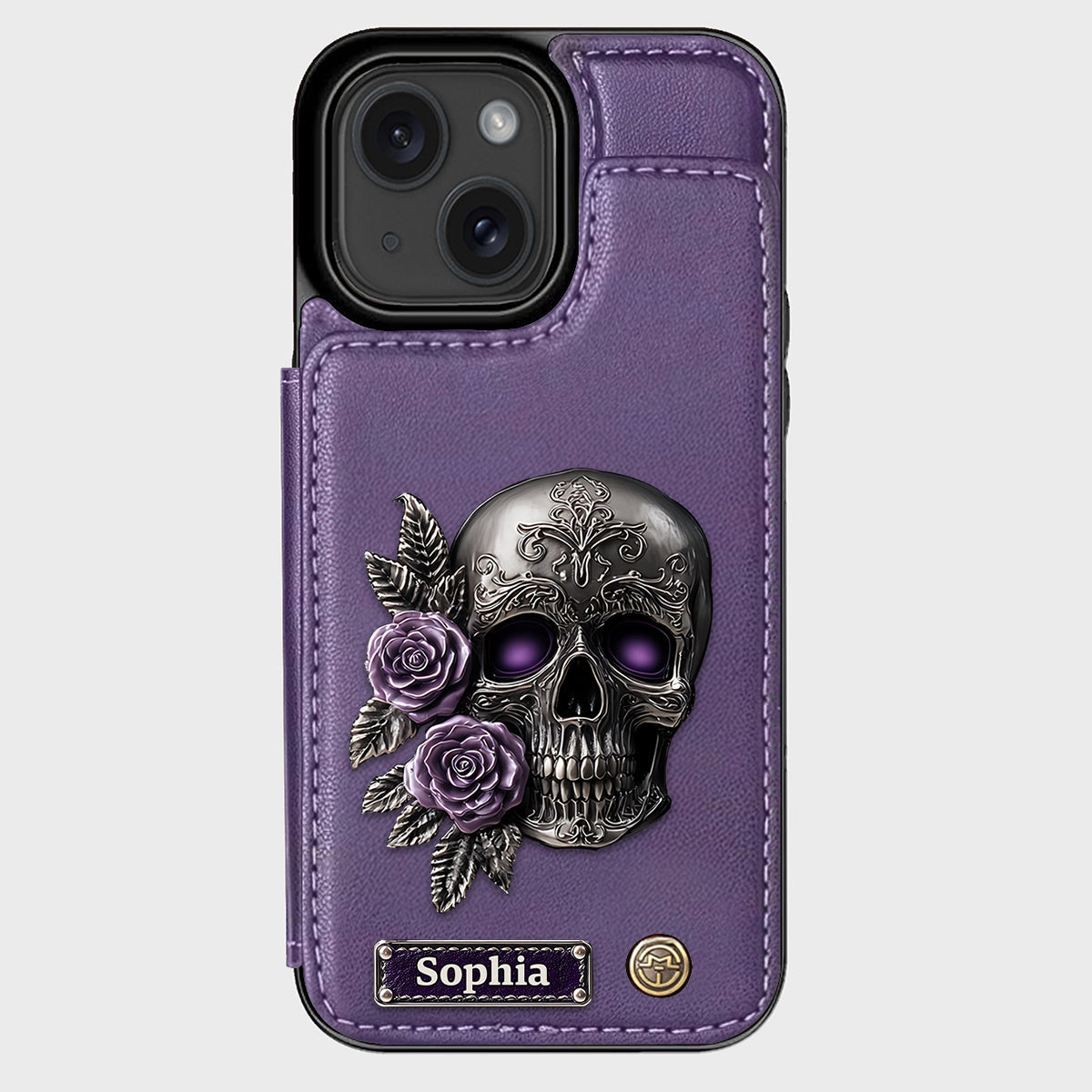 Skull And Roses - Personalized Skull Wallet Phone Case
