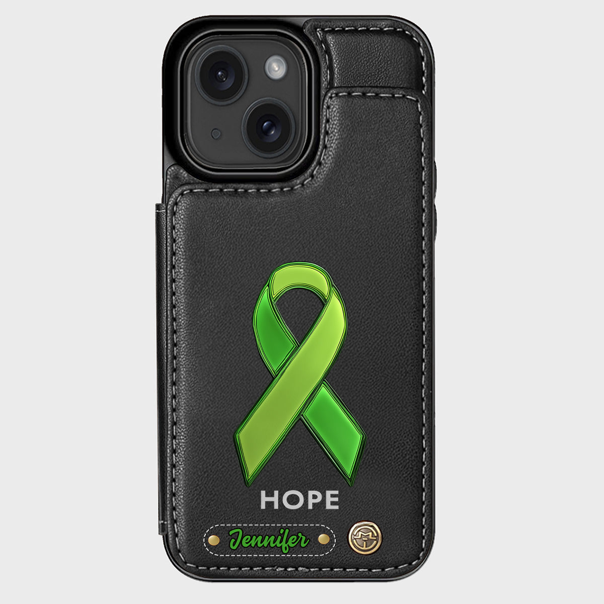 Espoir - Étui portefeuille personnalisé pour téléphone portable, symbole de sensibilisation à la santé mentale