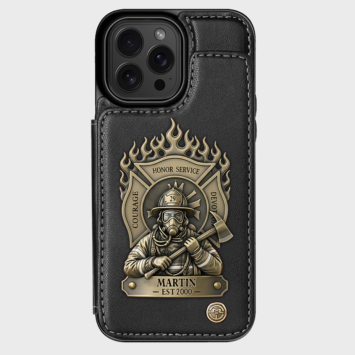 Fier pompier - Étui portefeuille personnalisé pour téléphone