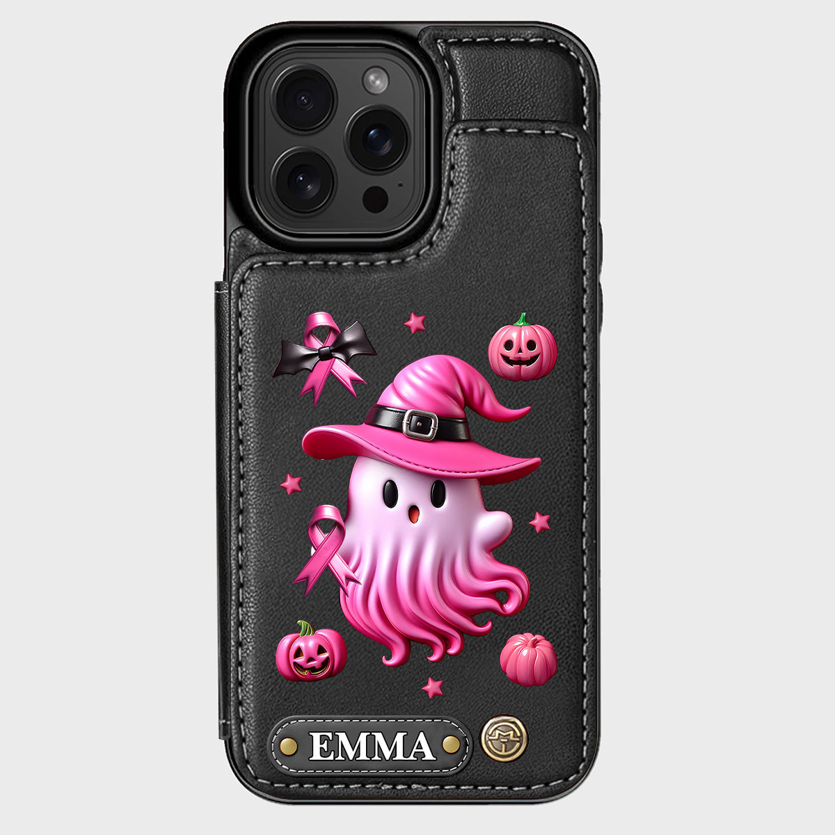 Pink Ghost - Personalized Breast Cancer Awareness Wallet Phone Case