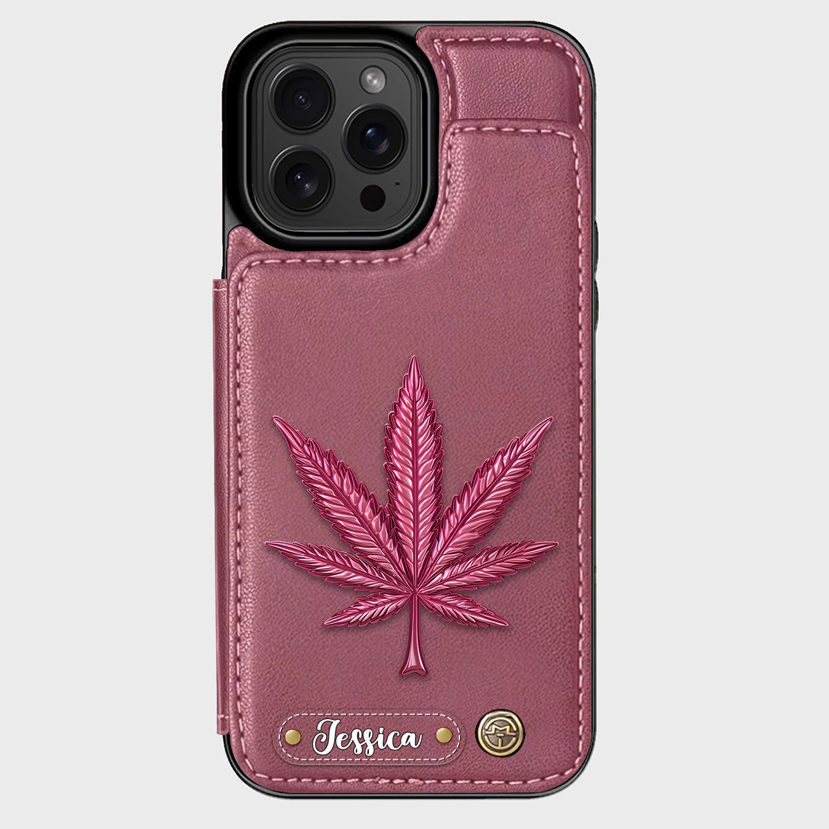 Bonne humeur - Étui portefeuille personnalisé pour téléphone avec motif cannabis