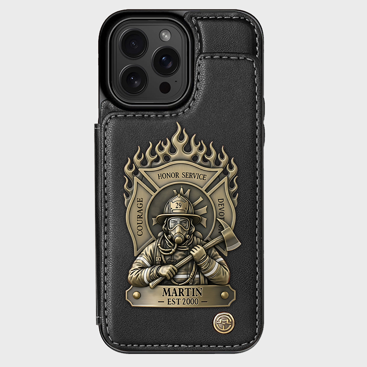 Fier pompier - Étui portefeuille personnalisé pour téléphone
