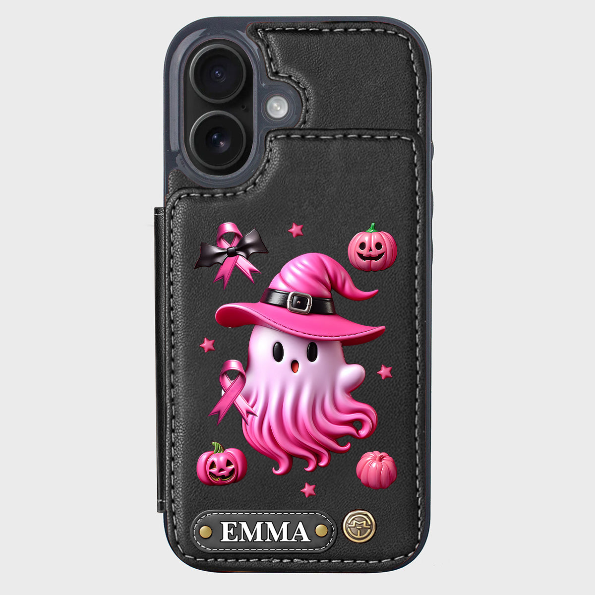 Pink Ghost - Personalized Breast Cancer Awareness Wallet Phone Case