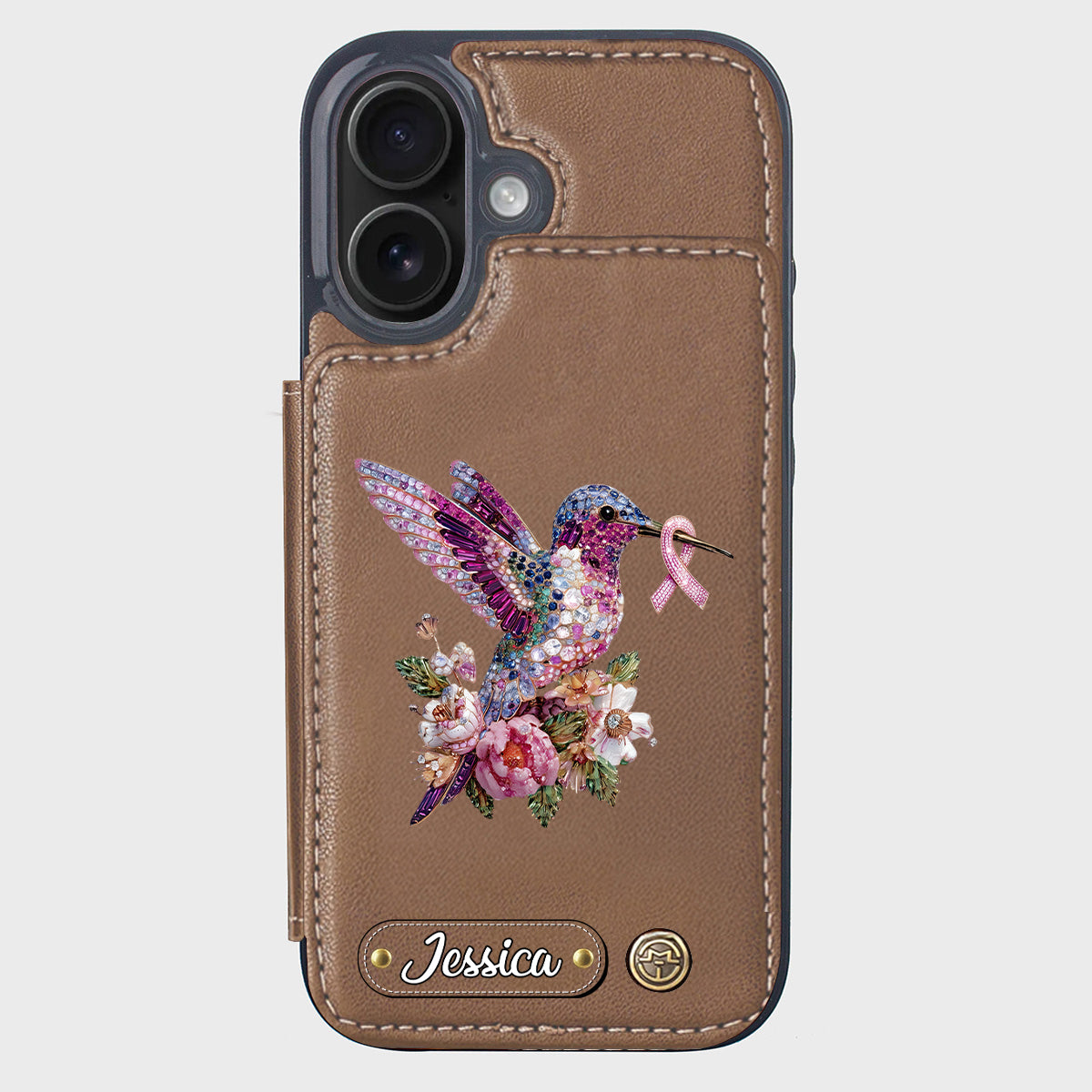 Breast Cancer Awareness Hummingbird - Personalized Breast Cancer Awareness Wallet Phone Case
