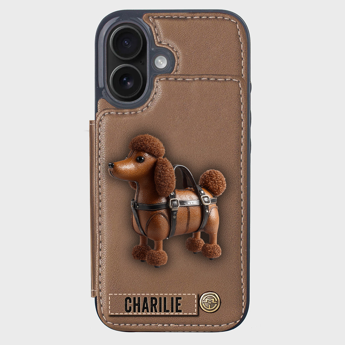 Étui portefeuille personnalisé pour téléphone avec un adorable caniche - Étui pour téléphone à motif chien