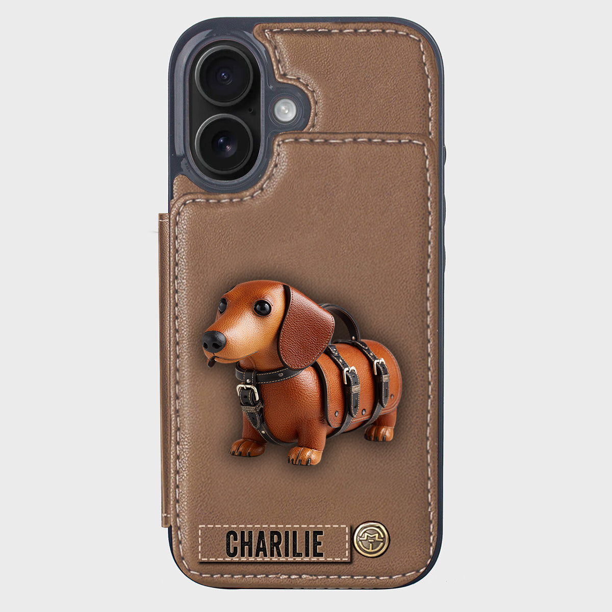 Cute Dachshund - Personalized Dog Wallet Phone Case