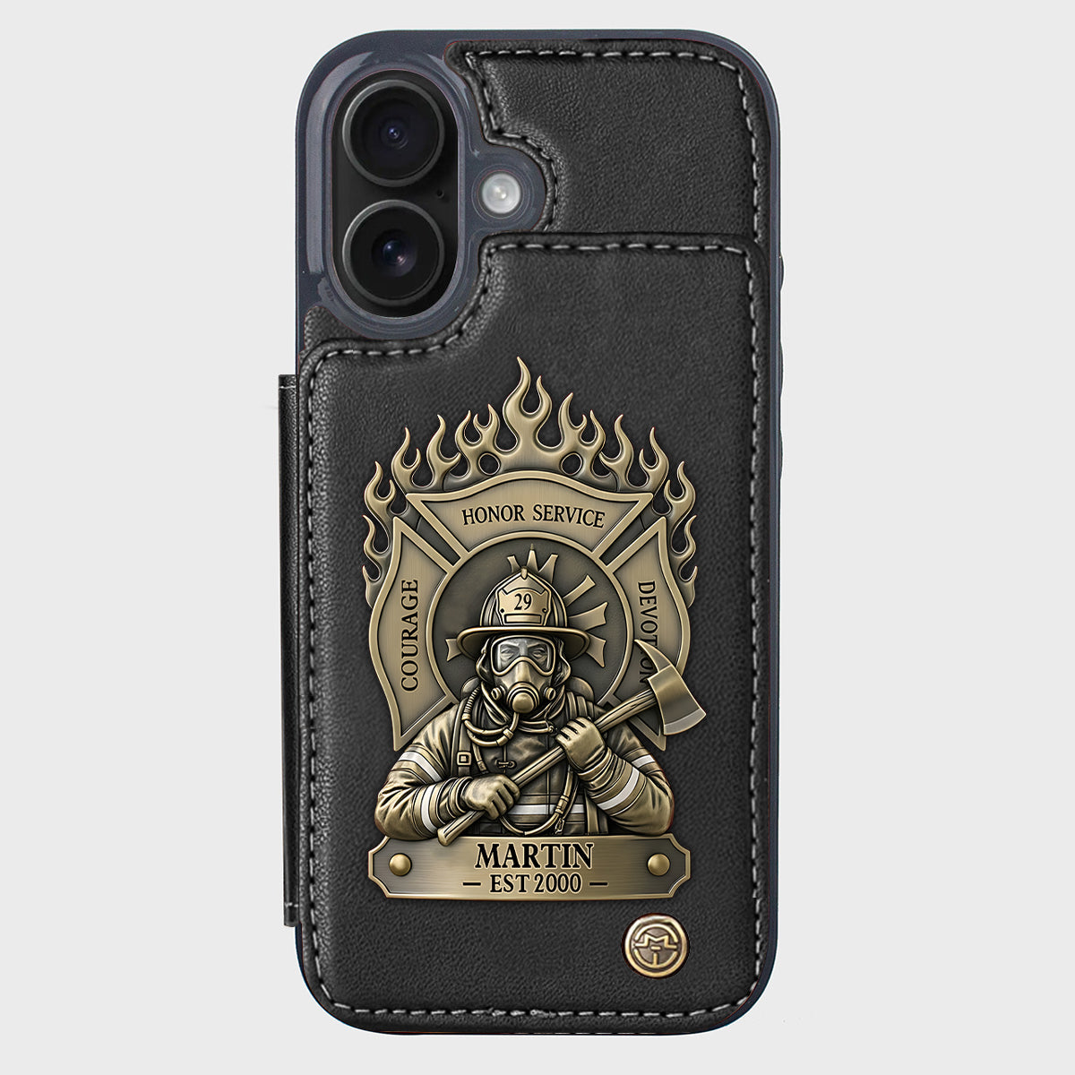 Fier pompier - Étui portefeuille personnalisé pour téléphone