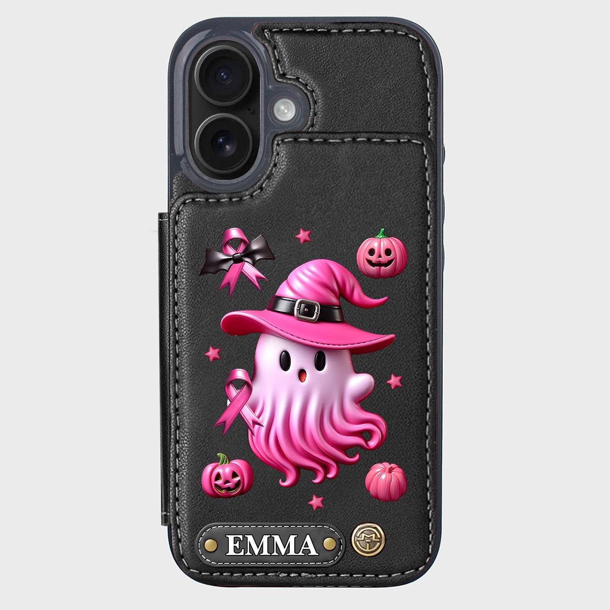 Pink Ghost - Personalized Breast Cancer Awareness Wallet Phone Case