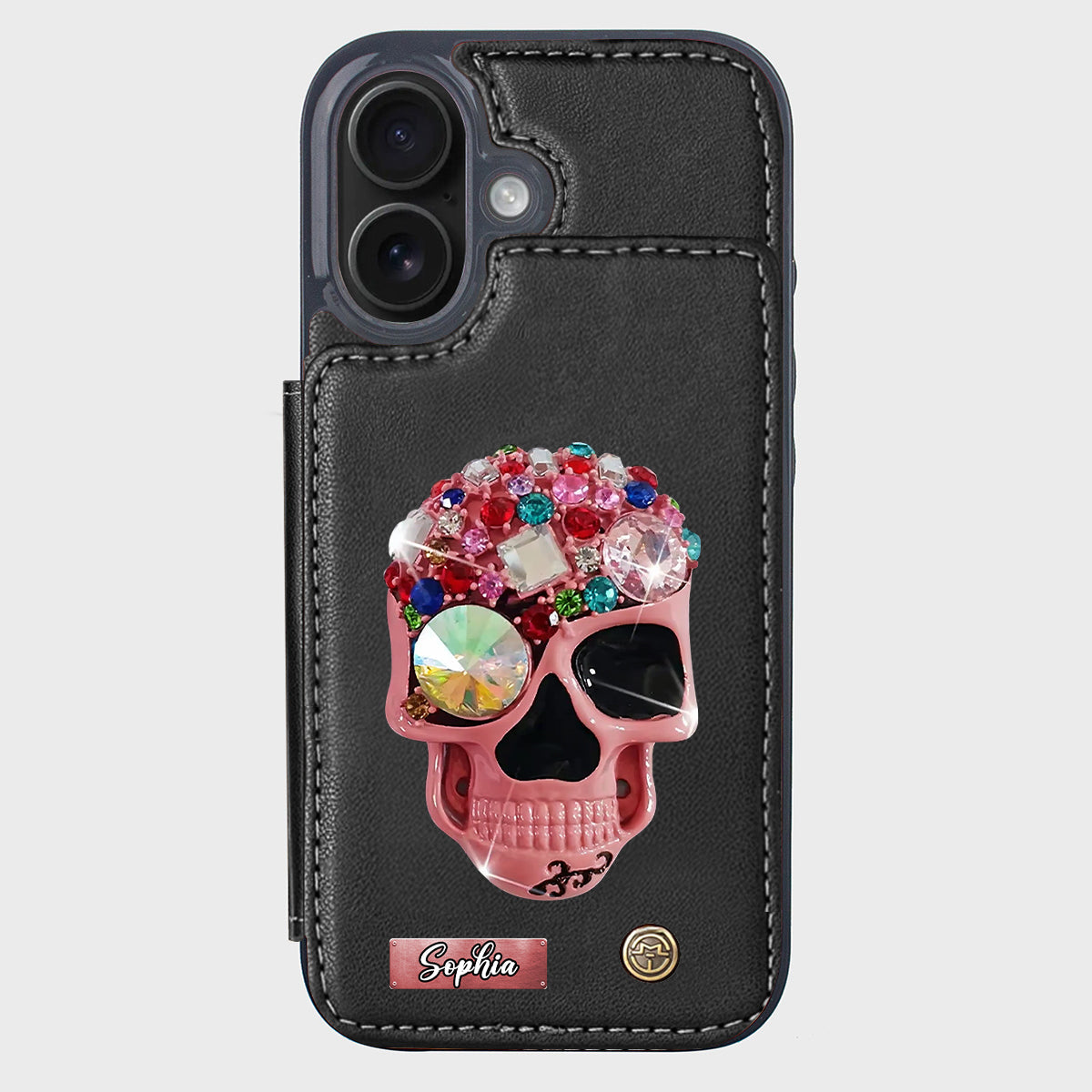 Shiny Skull - Personalized Skull Wallet Phone Case
