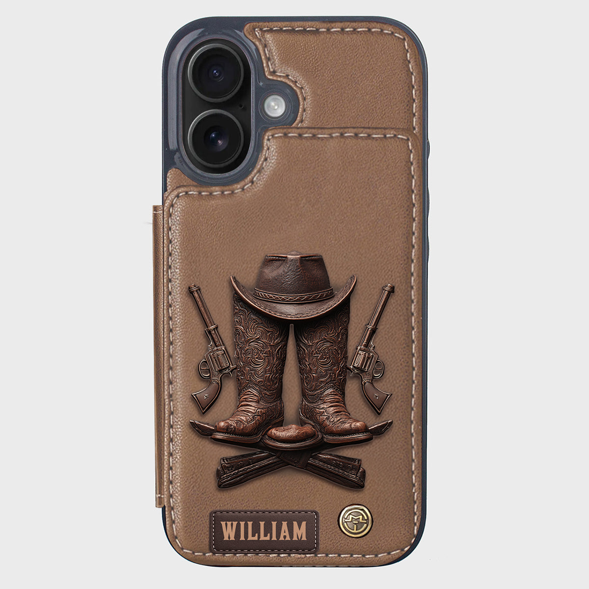 Western Spirit - Étui portefeuille personnalisé style western pour téléphone
