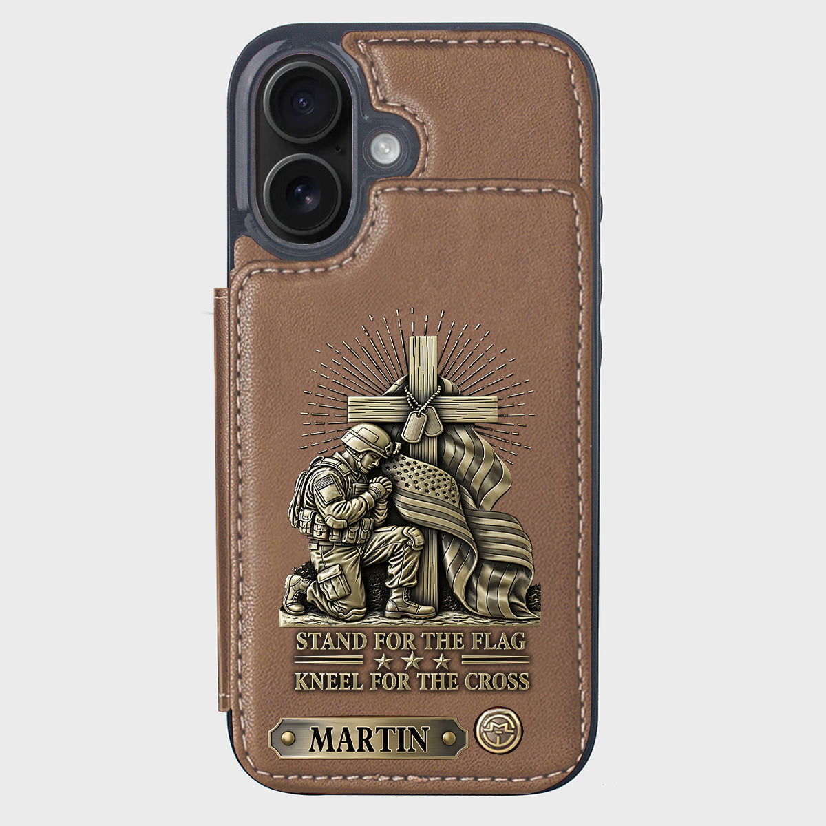 Kneel For The Cross - Personalized Veteran Wallet Phone Case