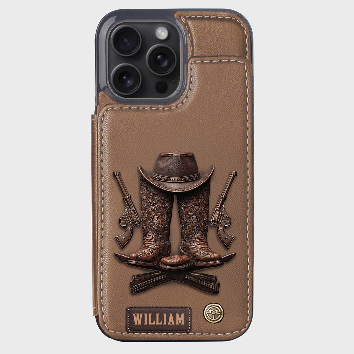 Western Spirit - Étui portefeuille personnalisé style western pour téléphone