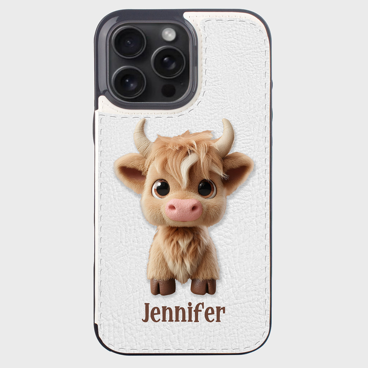 Étui portefeuille pliable personnalisé avec une adorable vache des Highlands