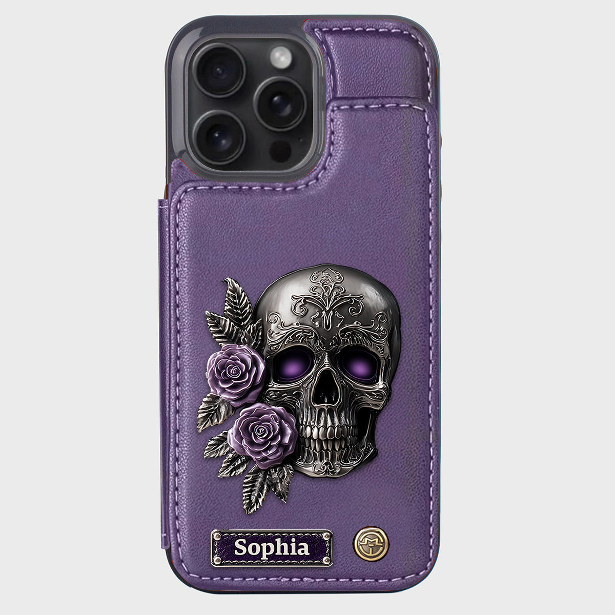 Skull And Roses - Personalized Skull Wallet Phone Case