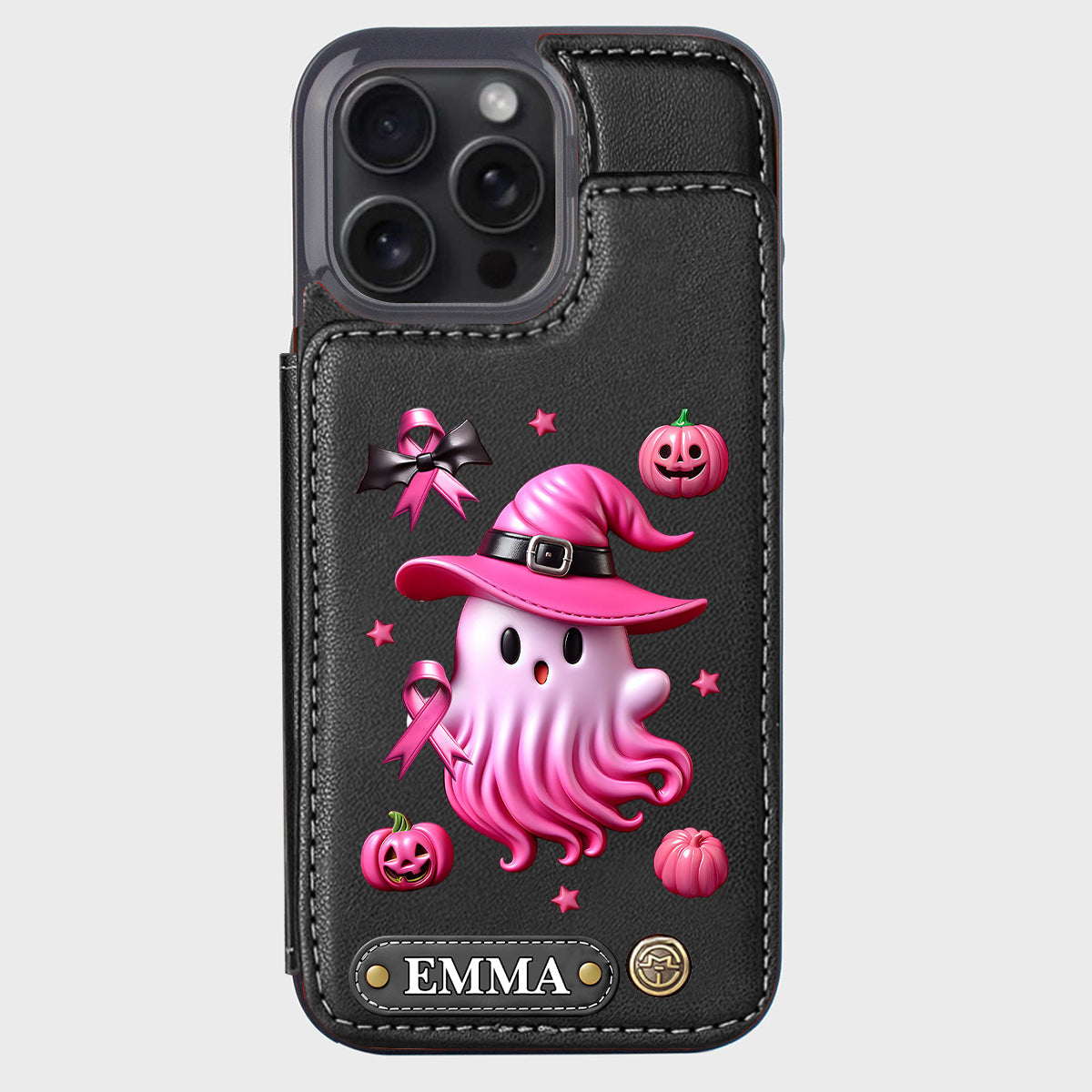 Pink Ghost - Personalized Breast Cancer Awareness Wallet Phone Case
