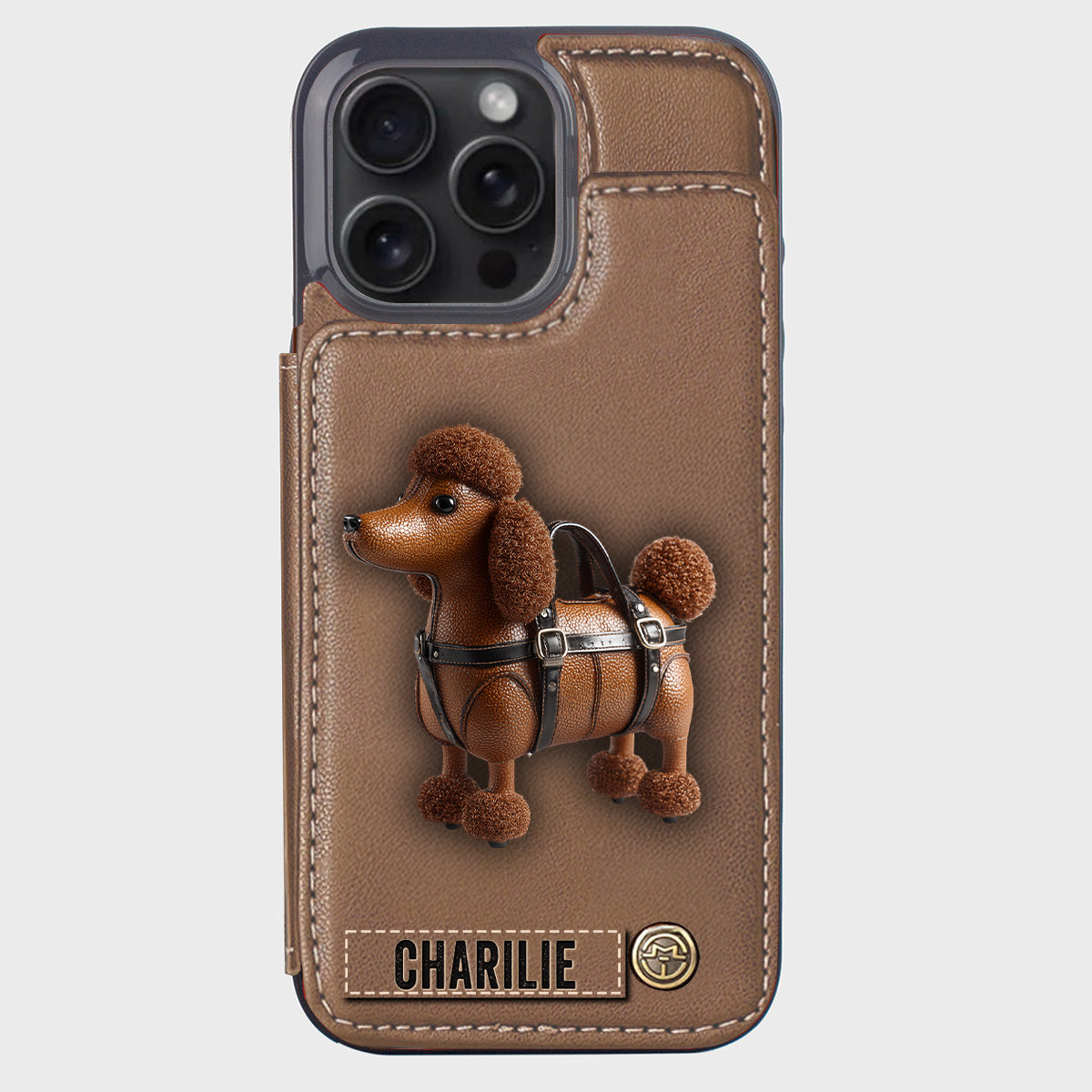 Étui portefeuille personnalisé pour téléphone avec un adorable caniche - Étui pour téléphone à motif chien