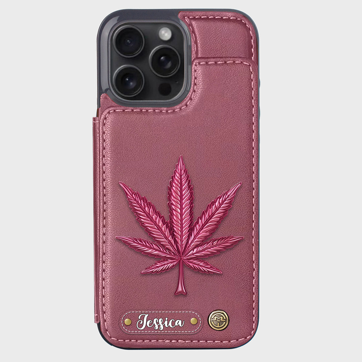 Bonne humeur - Étui portefeuille personnalisé pour téléphone avec motif cannabis