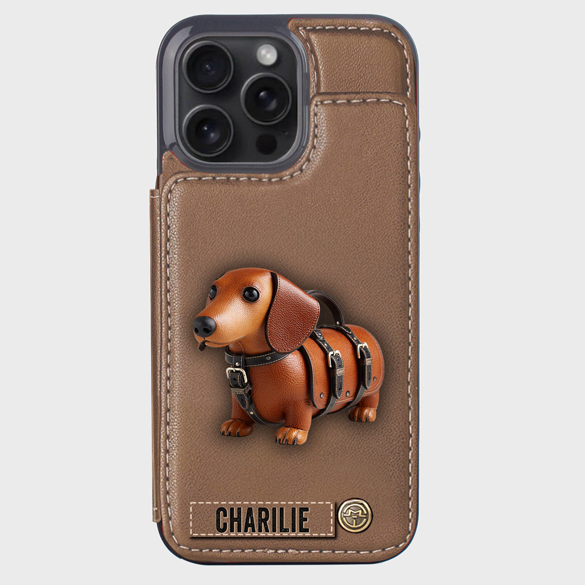 Cute Dachshund - Personalized Dog Wallet Phone Case