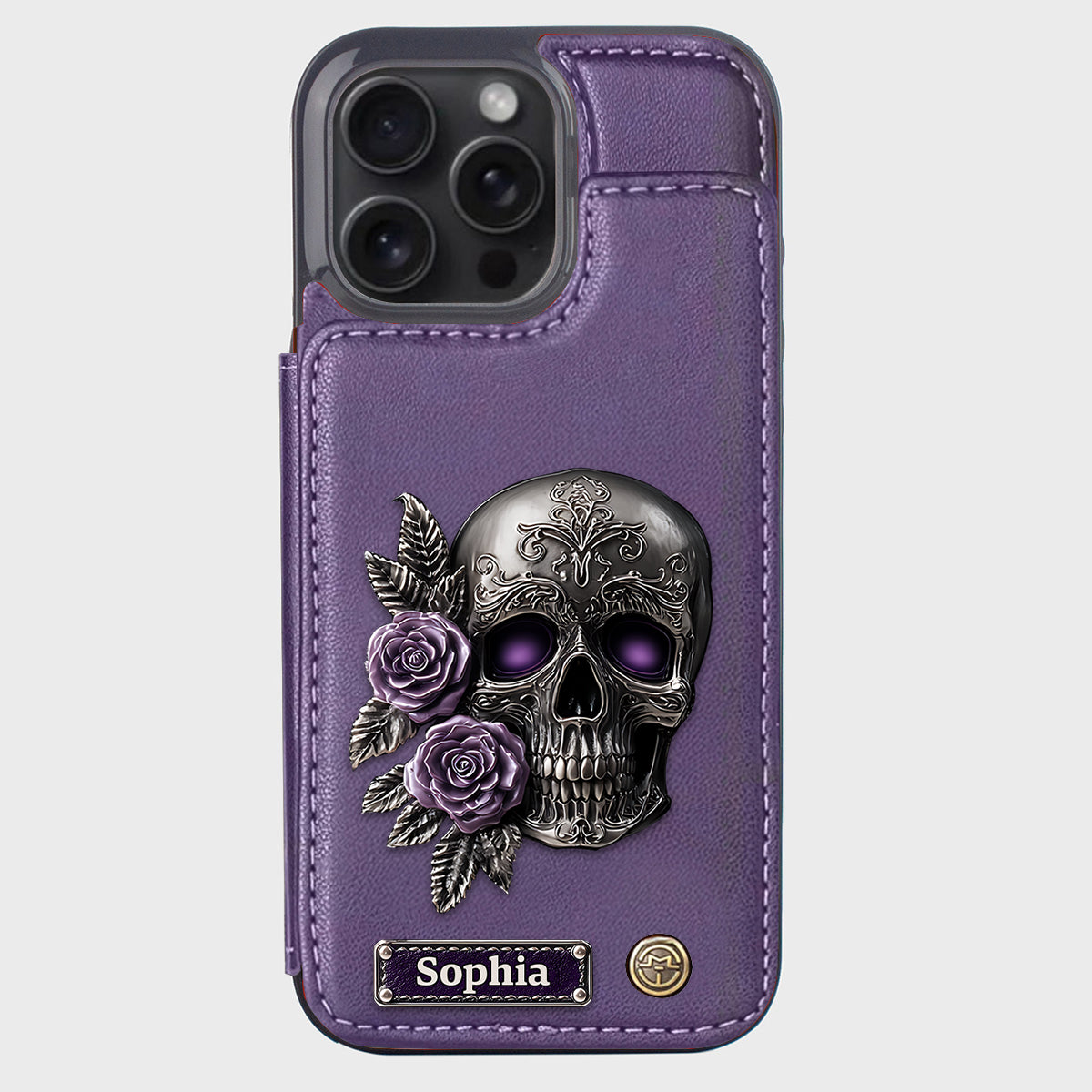Skull And Roses - Personalized Skull Wallet Phone Case