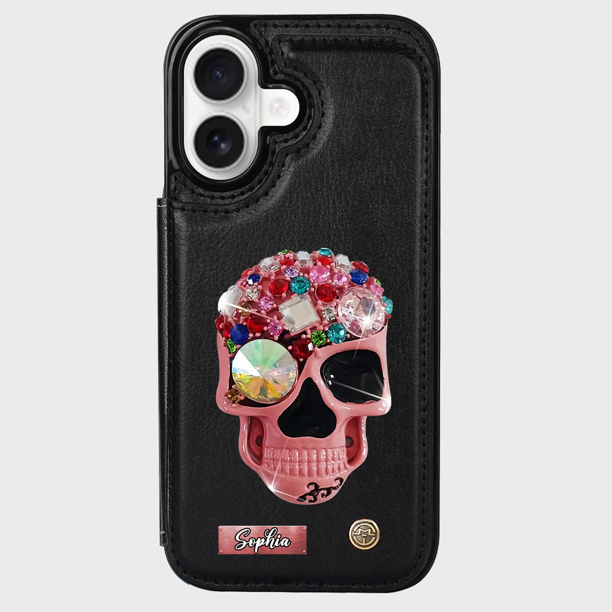 Shiny Skull - Personalized Skull Wallet Phone Case