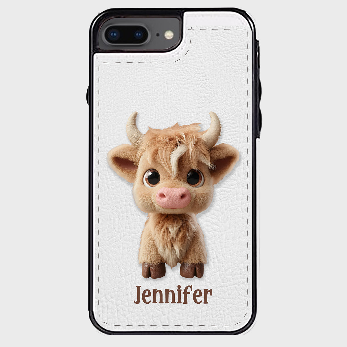 Étui portefeuille pliable personnalisé avec une adorable vache des Highlands