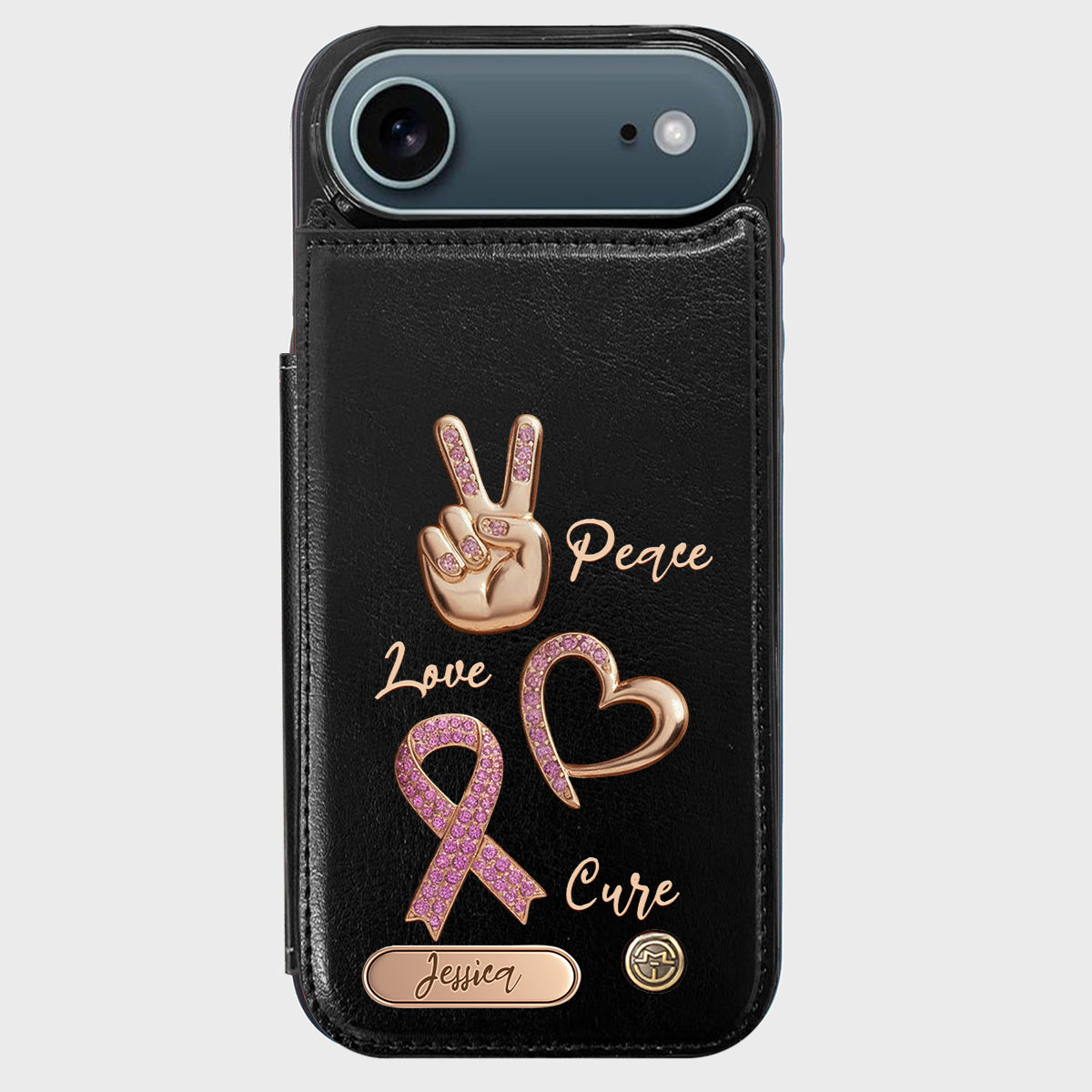 Peace Love Cure - Personalized Breast Cancer Awareness Wallet Phone Case