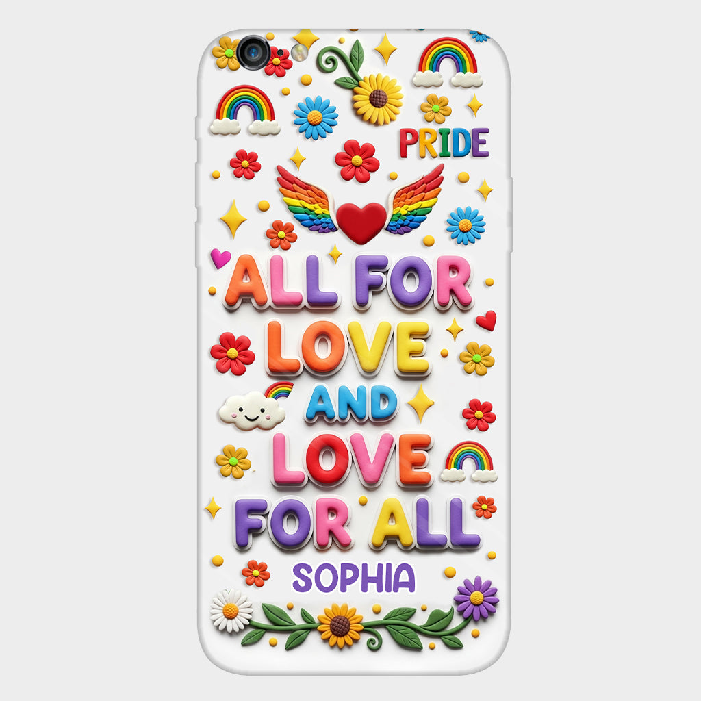 Tout pour l'amour et l'amour pour tous - Coque de téléphone personnalisée avec imprimé intégral en soutien LGBT