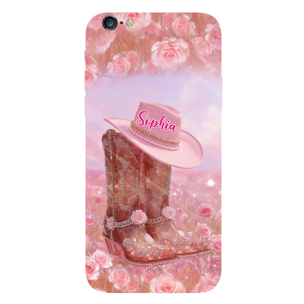 Florales Cowgirl-Motiv – Personalisierte Handyhülle und Handygriff mit Cowgirl-Vollbilddruck