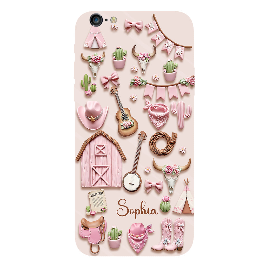 Coque de téléphone personnalisée avec imprimé intégral « Cowgirl rose »