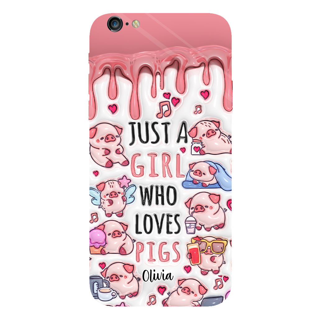 Juste une fille qui aime les cochons - Coque de téléphone personnalisée avec impression intégrale pour les amoureux des cochons