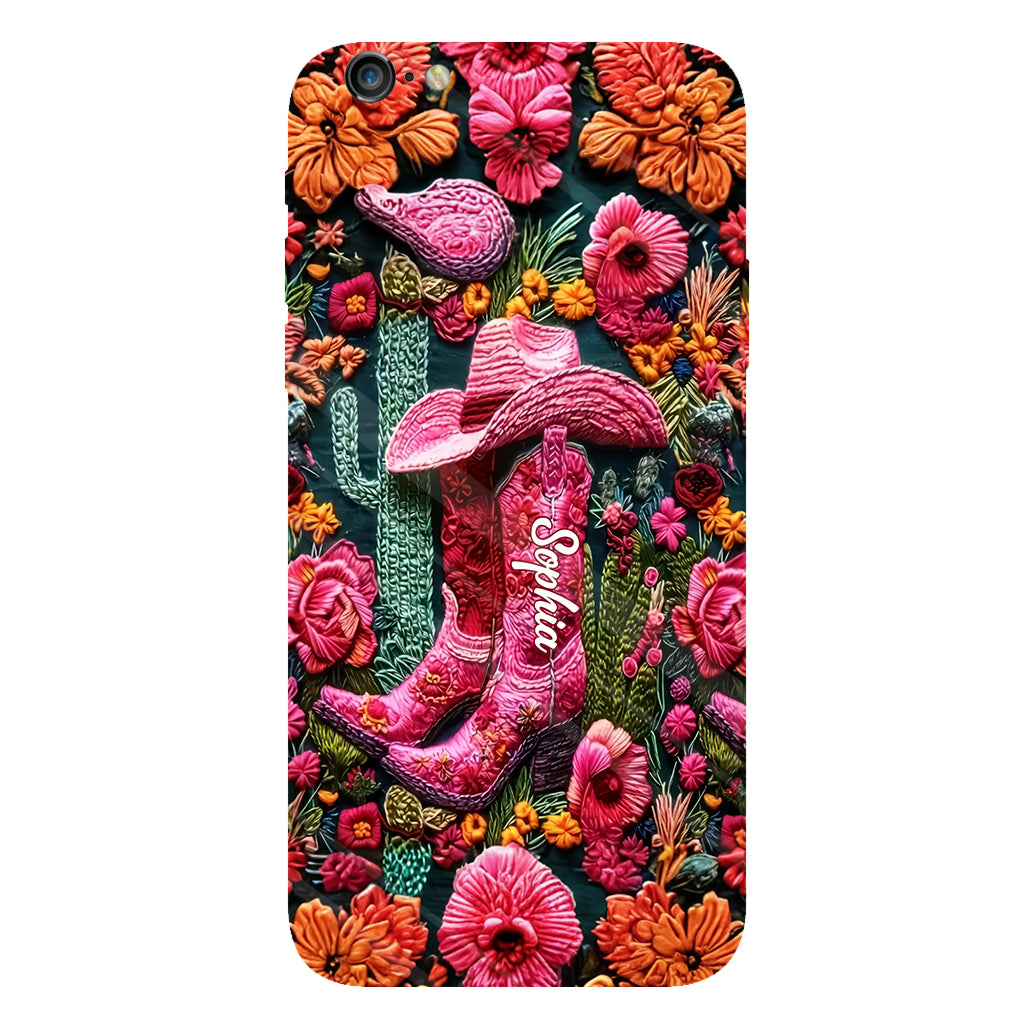 Coque de téléphone personnalisée « Cowgirl rose » avec imprimé intégral