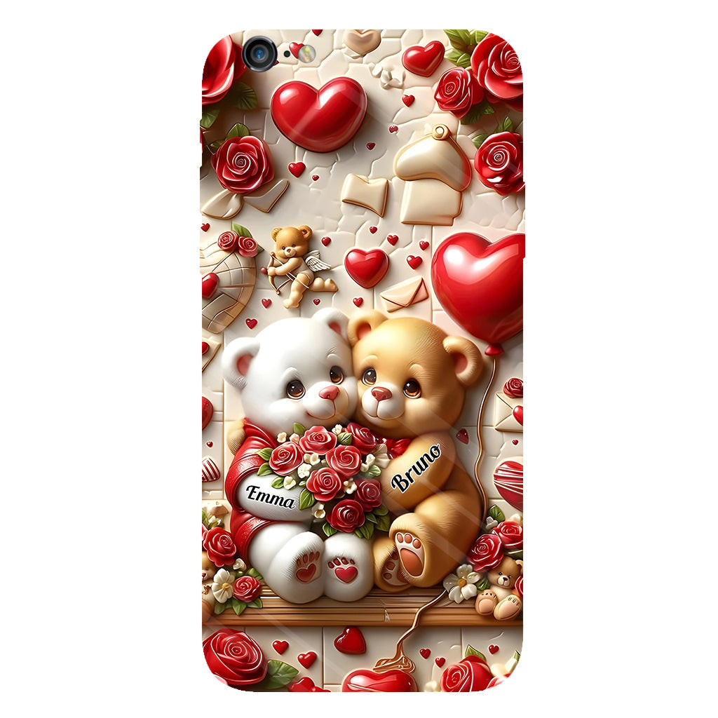 Cute Bear Couple - Personalized Couple Full Print Phone Case