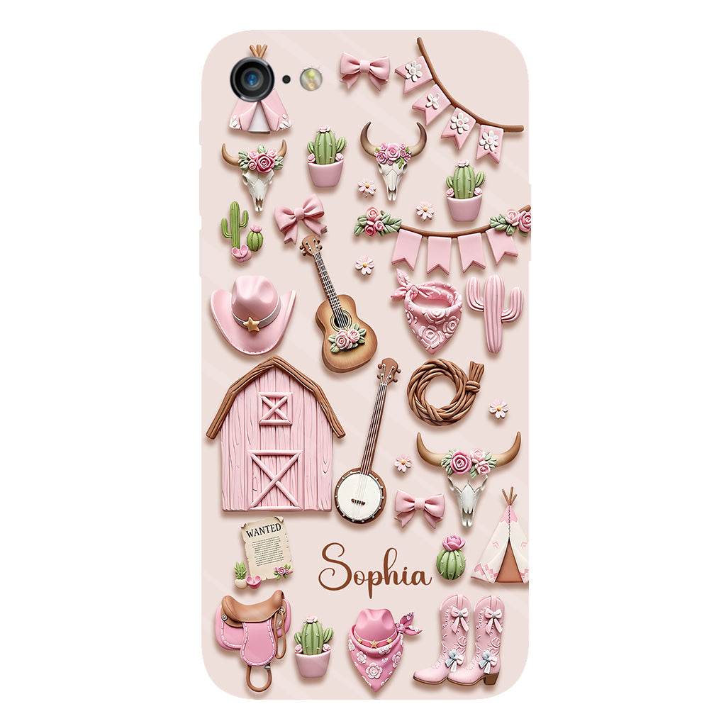 Coque de téléphone personnalisée avec imprimé intégral « Cowgirl rose »