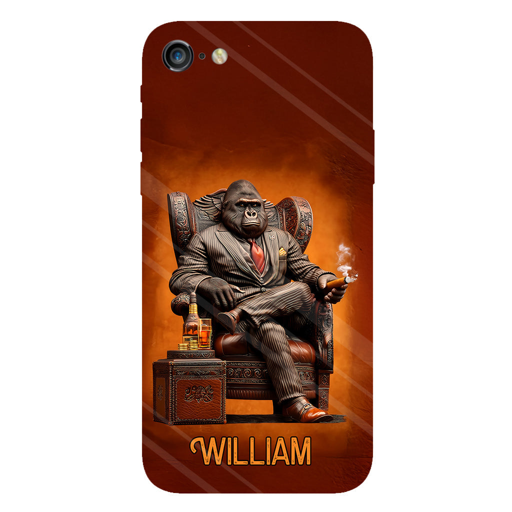 Whiskey & Cigar Gorilla - Coque de téléphone personnalisée avec impression intégrale sur le thème du whisky