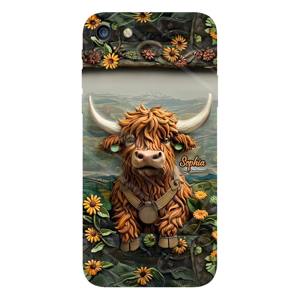 Coque de téléphone personnalisée avec imprimé vache des Highlands - Mignonne vache des Highlands