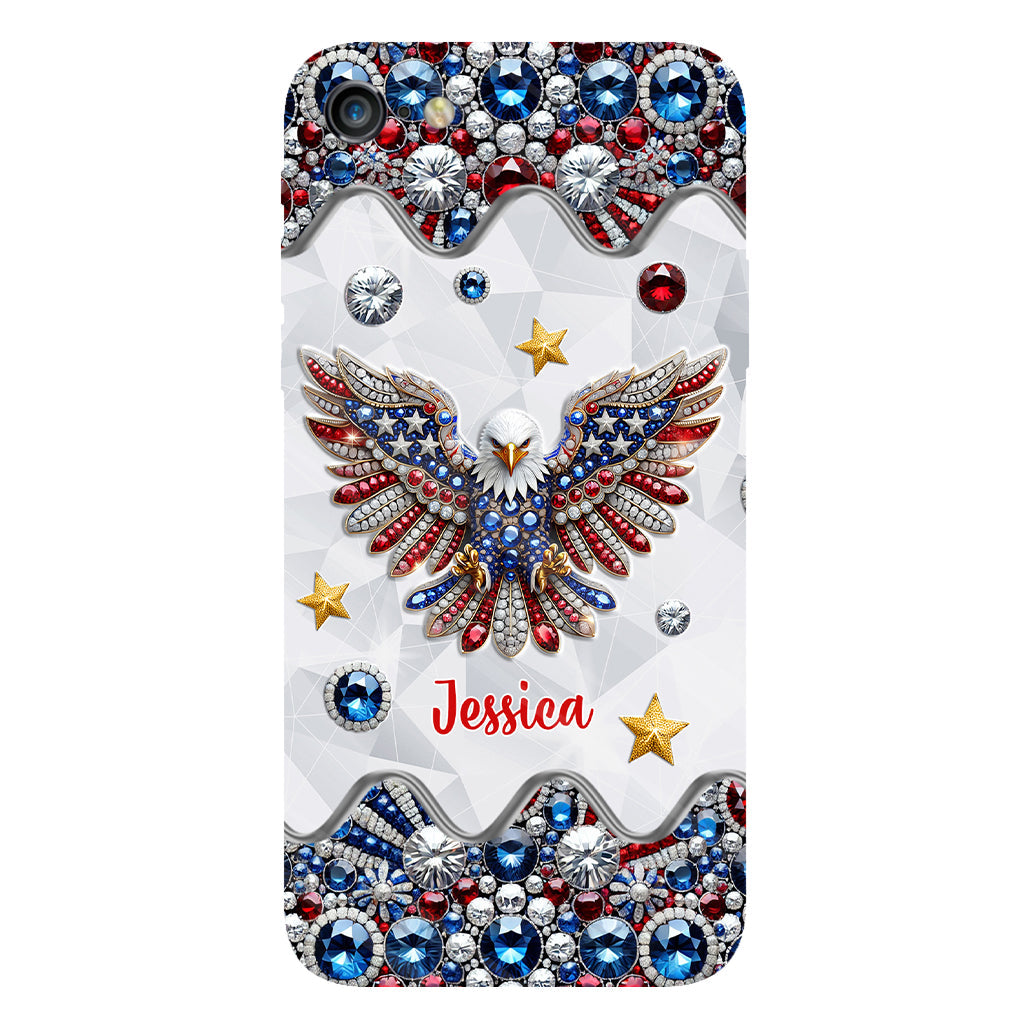 Coque de téléphone personnalisée avec aigle à tête blanche et motif patriotique