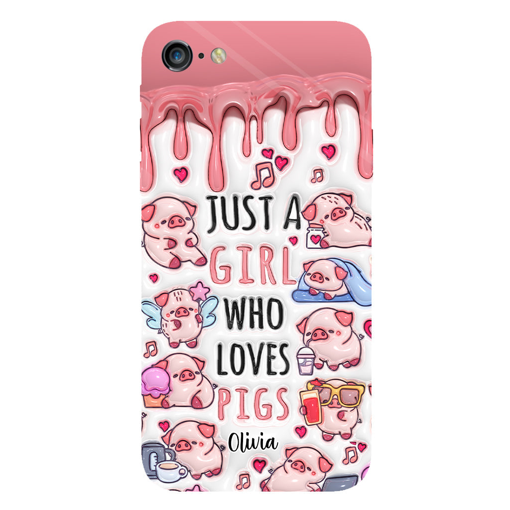 Juste une fille qui aime les cochons - Coque de téléphone personnalisée avec impression intégrale pour les amoureux des cochons