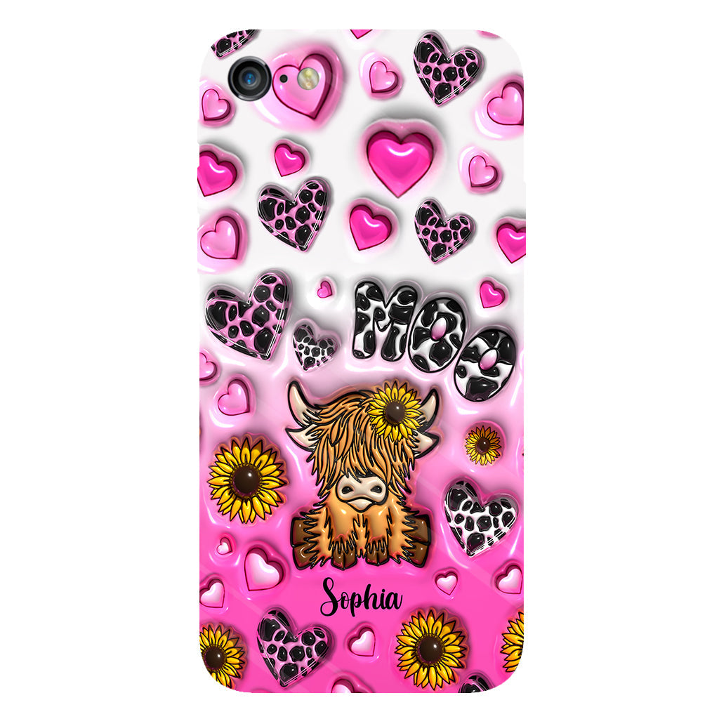 Sonnenblumen-Hochlandrind - Personalisierte Handyhülle mit Volldruck