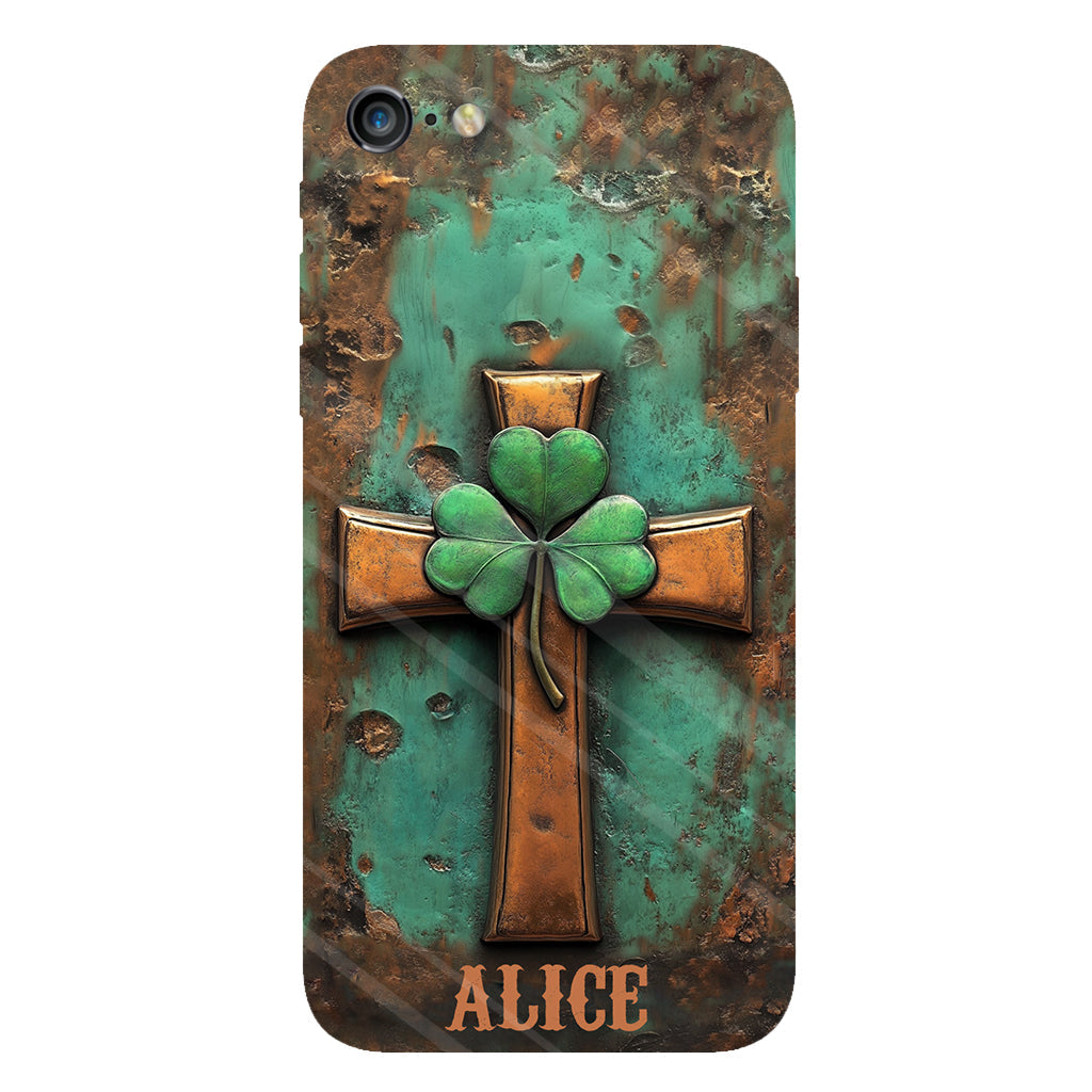 Coque de téléphone vintage avec croix irlandaise et impression intégrale personnalisée pour la Saint-Patrick
